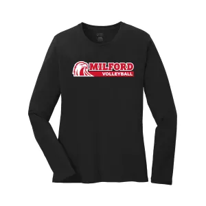 Milford Boys Volleyball 2022 - Ladies Core Cotton LS Tee (Black)